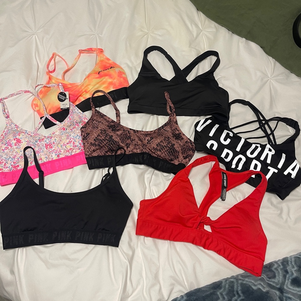 PINK Victoria's Secret Sports Bra Collection - Black, Red, Pink, Orange